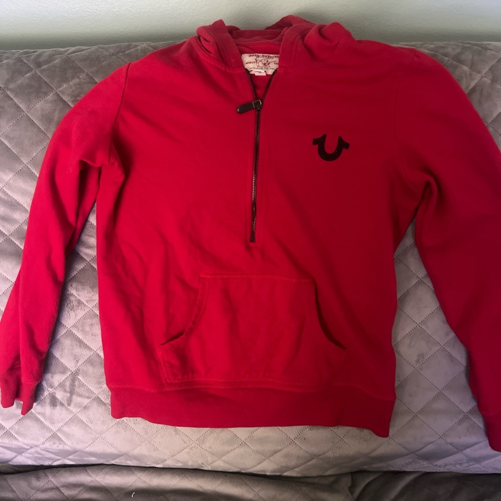 True religion half zip up hoodie